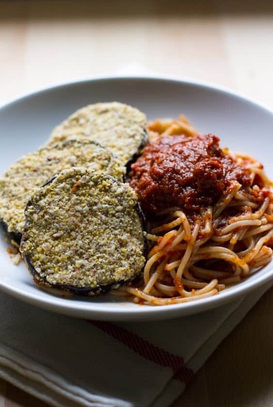 Almond and Cornmeal Herb Crusted Eggplant