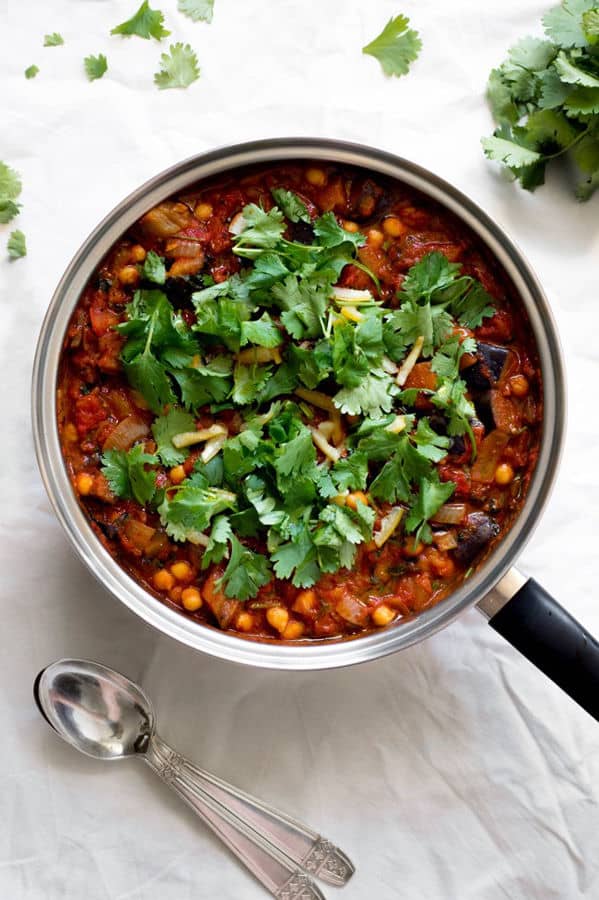 Chickpeas with Eggplant and Preserved Lemon