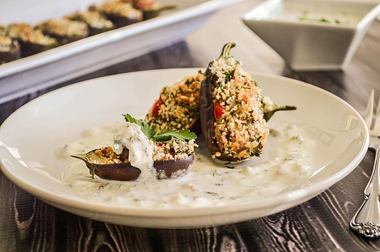 Couscous Stuffed Mini Eggplant