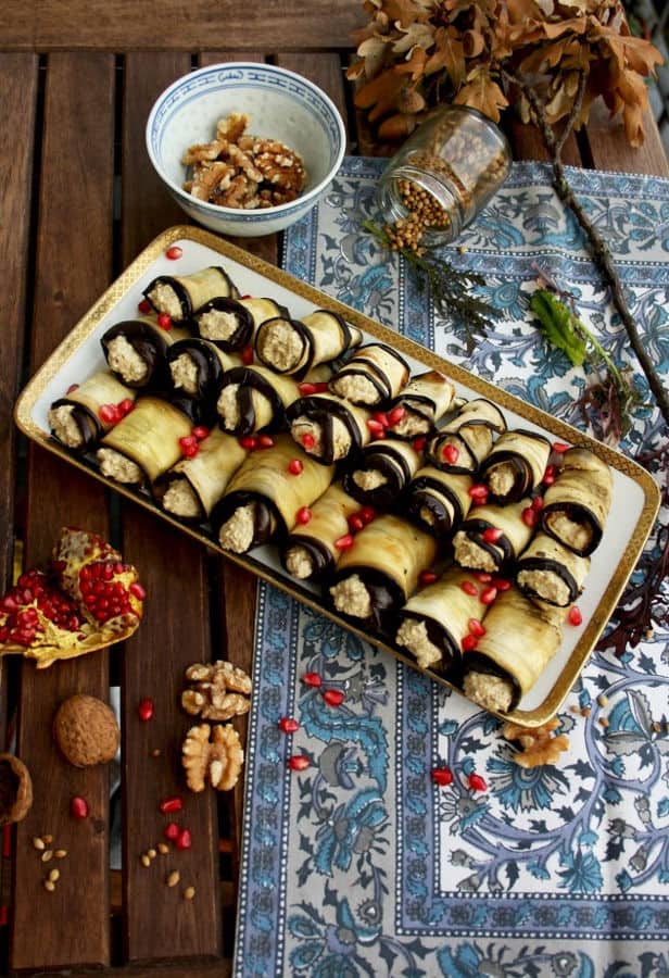 Georgian Eggplant Rolls with Walnuts