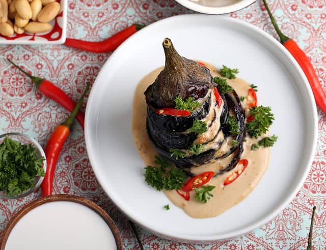 Indonesian Eggplant with Peanut Sauce