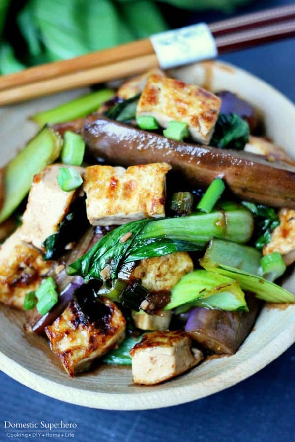 Spicy Asian Eggplant and Tofu Bowls