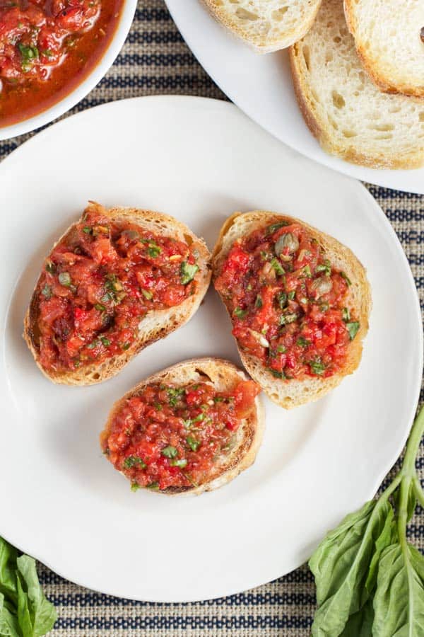 Easy Caper Tomato Bruschetta