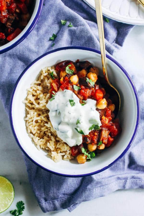 Eggplant Curry with Cucumber Mint Raita
