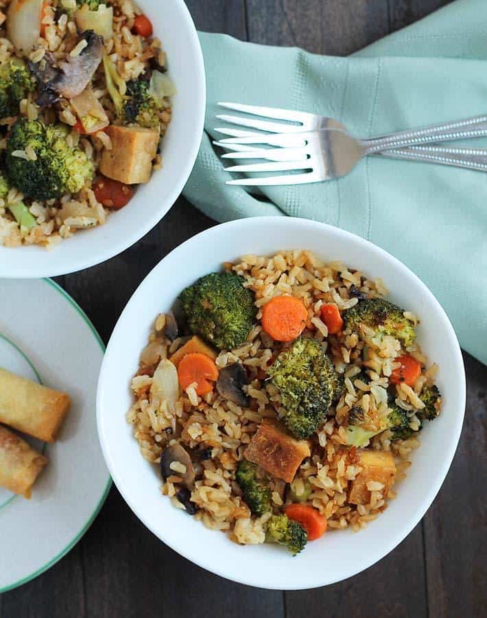 best vegetarian dish with brown rice 13 Vegetable Fried Rice with Crispy Ginger Garlic Tofu